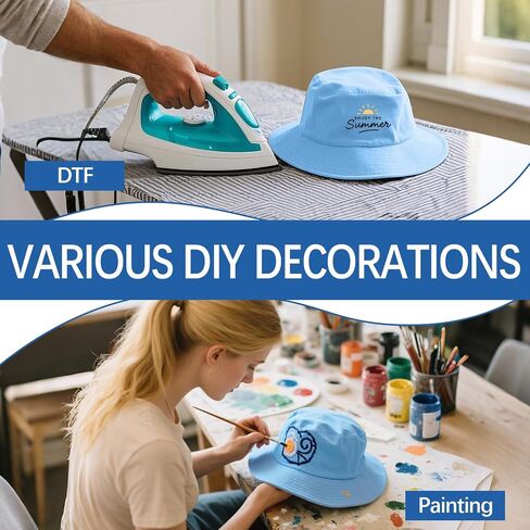 8PCS Khaki Bucket Hats Blank for Women Men Bucket Hats Bulk Blank Sun Hat for Beach Fishing Outdoor Camping Sun Cap Adult DIY Logo Hand Draw Print Heat Transfer in Kuwait