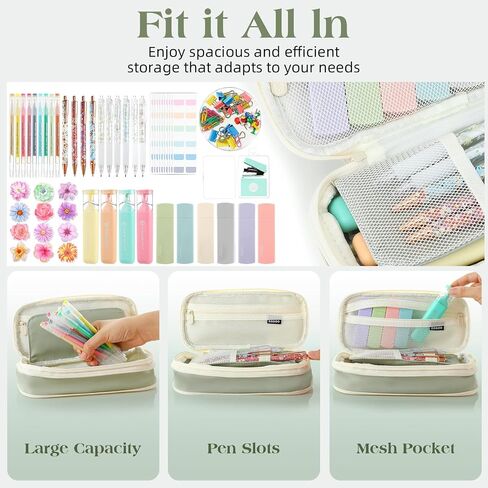 Eersida 58 Pcs Coquette Aesthetic School Office Supplies with Large Pencil Pouch Ink Gel Pens Highlighters Pink Bow Sticky Notes Color Pens Stapler Set for Student Stationary in Saudi Arabia