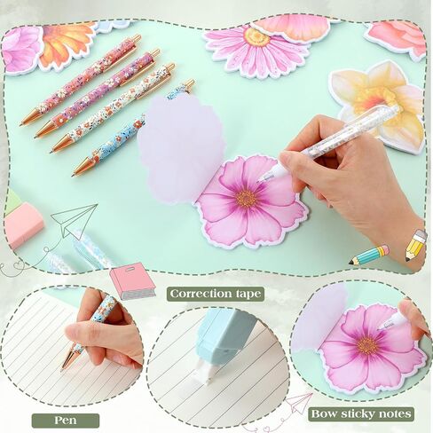 Eersida 58 Pcs Coquette Aesthetic School Office Supplies with Large Pencil Pouch Ink Gel Pens Highlighters Pink Bow Sticky Notes Color Pens Stapler Set for Student Stationary in Saudi Arabia