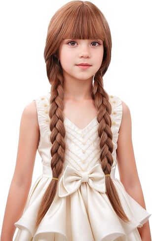 Child Orange Two Braided Ponytails Wig Ginger Orange Two Pigtails Wig for Kids Girls Cosplay Heat Resistant Synthetic Hair with Cap in Saudi Arabia