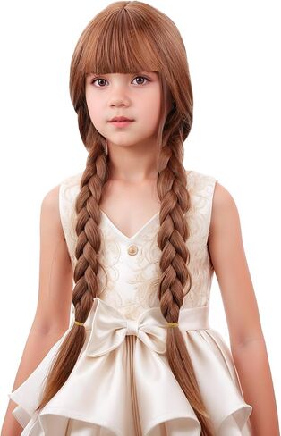 Child Orange Two Braided Ponytails Wig Ginger Orange Two Pigtails Wig for Kids Girls Cosplay Heat Resistant Synthetic Hair with Cap in Saudi Arabia
