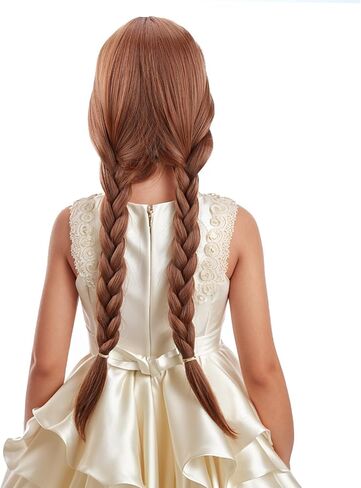 Child Orange Two Braided Ponytails Wig Ginger Orange Two Pigtails Wig for Kids Girls Cosplay Heat Resistant Synthetic Hair with Cap in Saudi Arabia
