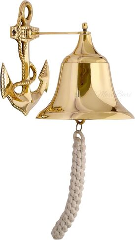 Brass Ship Bell with Rope Pull 5.5 inches | Heavy Duty Polished Brass Bell | Wall Hanging Indoor-Outdoor Nautical Decoration Bell | Wall Mountable in Kuwait