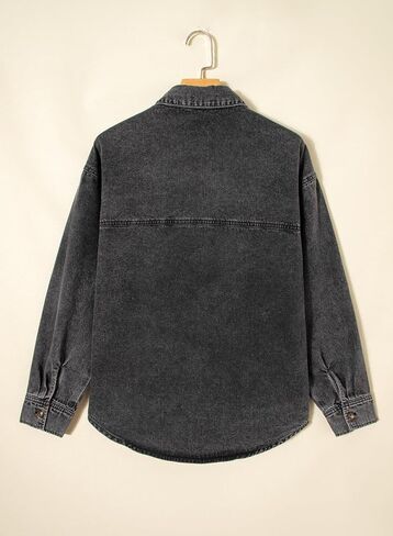 Sidefeel Women Denim Shirts Long Sleeve Button Down Blouse V Neck Casual Tops in Saudi Arabia
