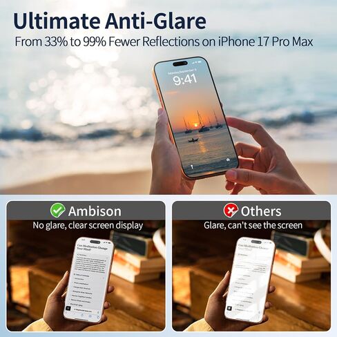 Ambison [2 Pack Matte Glass Screen Protector Compatible with iPhone 15 Pro Max, Dynamic Island Compatible/Anti-Glare [No Bubbles] Install Frame/Smooth as Silk, iPhone 15 Pro Max 6.7inch 2023 in Kuwait