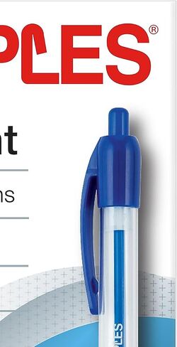 STAPLES Retractable Ballpoint Pens, Medium Point, Blue Ink, Dozen (50794) in Saudi Arabia