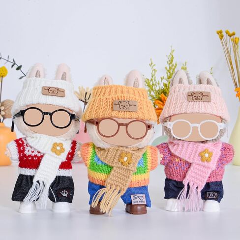 iBayda Total 3 Sets Knit Doll Clothes Accessories for 17cm Dolls Include: 3 Hats, 3 Sweaters, 3 Bags- Soft & Stylish Costume Accessories (Doll and Glasses are Not Icluded) in Saudi Arabia