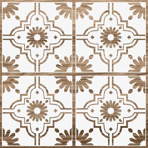 Zonon 4 PCS stencil كبيرة الأرضية لأرضيات الطلاء 2 pcs 18 × 18 بوصة ، 2 pcs 18 × 9 بوصة قابلة لإعادة الاستخدام القابلة للاستمرار على جدار القوالب النمط لقرص قصاصات DIY in Saudi Arabia