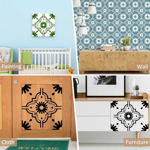 Zonon 4 PCS stencil كبيرة الأرضية لأرضيات الطلاء 2 pcs 18 × 18 بوصة ، 2 pcs 18 × 9 بوصة قابلة لإعادة الاستخدام القابلة للاستمرار على جدار القوالب النمط لقرص قصاصات DIY in Saudi Arabia