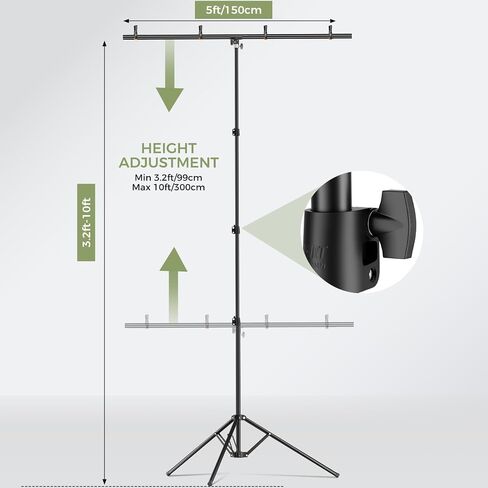 emart green screen backdrop kit مع قاعدة قابلة للطي عكسية ، خلفية خضراء 5 × 6.5 قدمًا مع حامل على شكل حرف T محمول و 5 مشابك للتصوير الفوتوغرافي ، التقاط الصور ، تسجيل الفيديو الاستوديو ، البث المباشر in Kuwait