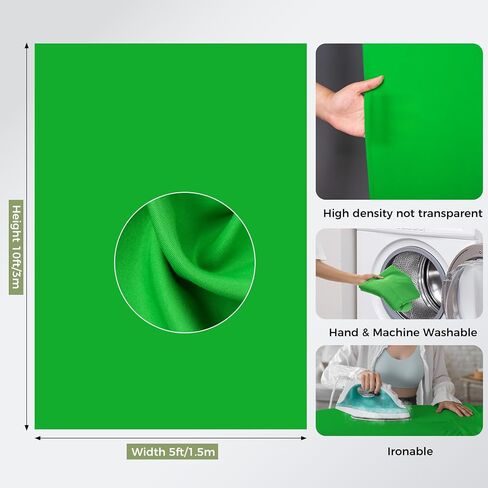 emart green screen backdrop kit مع قاعدة قابلة للطي عكسية ، خلفية خضراء 5 × 6.5 قدمًا مع حامل على شكل حرف T محمول و 5 مشابك للتصوير الفوتوغرافي ، التقاط الصور ، تسجيل الفيديو الاستوديو ، البث المباشر in Kuwait