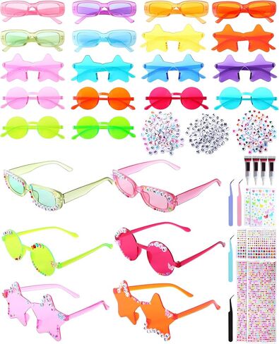24 زوجًا DIY Square Secrenses Kit Popular Singer Party Forms Gipors Classes Craft Bulk with Letter Beads Glue Tweezers Acrylic Diamond and Pearl for Women in Saudi Arabia
