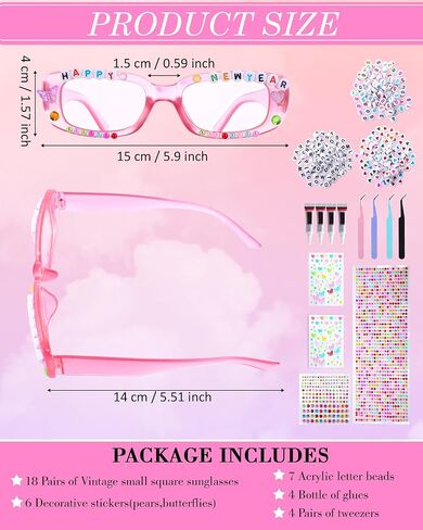 24 زوجًا DIY Square Secrenses Kit Popular Singer Party Forms Gipors Classes Craft Bulk with Letter Beads Glue Tweezers Acrylic Diamond and Pearl for Women in Saudi Arabia
