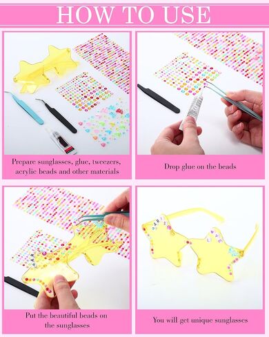24 زوجًا DIY Square Secrenses Kit Popular Singer Party Forms Gipors Classes Craft Bulk with Letter Beads Glue Tweezers Acrylic Diamond and Pearl for Women in Saudi Arabia