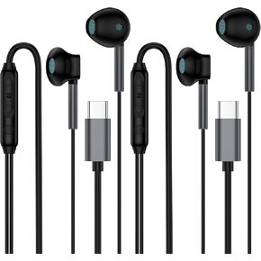 2 حزمة من سماعات الرأس USB C لهاتف iPhone 16 Pro Max/16/15 Pro/15 Plus، سماعات أذن Apple سلكية USB C مع ميكروفون للتحكم في مستوى الصوت من النوع C، سماعات هاي فاي ستيريو لجهاز iPad Pro Air، Samsung S24، Pixel 9 in Kuwait