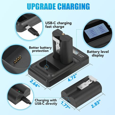 2-Pack 6040mAh Replacement Battery with Charger Station for Ring-Doorbell 2/3/4, Spotlight Camera & Stick Up Cam Indooor and Outdoor (2 Battery +White Charger) in Saudi Arabia