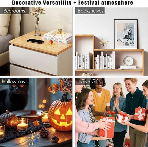 9pcs أحجار كريستال طبيعية مع سبيكة فضية العنكبوت يدويًا يدويًا ديكور هالوين شفاء الهدية الكريستالية للمنزل والمكتب مجموعة تمثال للحيوانات فريدة من نوعها in Kuwait