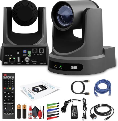 PTZOptics Move SE SDI/HDMI/USB/IP PTZ Camera with 20x Optical Zoom (Gray) (PT20X-SE-GY-G3) + Lens Cleaning Kit + HDMI Cable + Ethernet Cable + Color Wire Ties in Kuwait