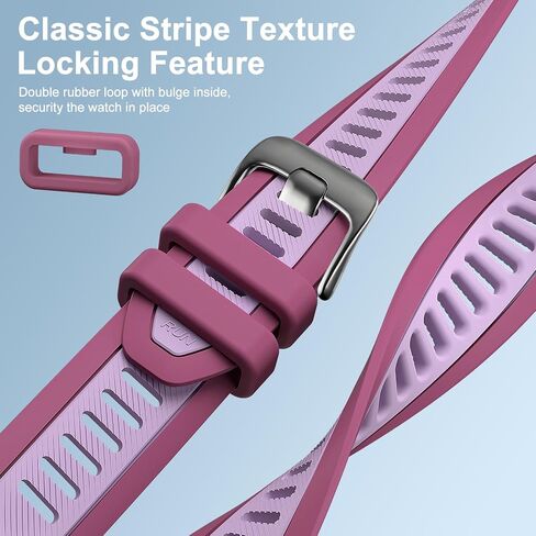 Stripe Silicone 18mm Band Compatible with Garmin venu 3S / Venu 2S / Vivoactive 4S/ Vivoactive 3S, Soft Rubber Breathable Sport Strap Quick Release Wristband Loop for Men Women in Saudi Arabia