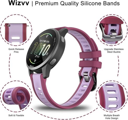 Stripe Silicone 18mm Band Compatible with Garmin venu 3S / Venu 2S / Vivoactive 4S/ Vivoactive 3S, Soft Rubber Breathable Sport Strap Quick Release Wristband Loop for Men Women in Saudi Arabia