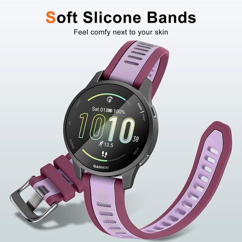 Stripe Silicone 18mm Band Compatible with Garmin venu 3S / Venu 2S / Vivoactive 4S/ Vivoactive 3S, Soft Rubber Breathable Sport Strap Quick Release Wristband Loop for Men Women in Saudi Arabia