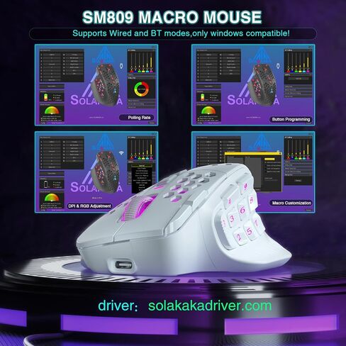 SM10 RGB Wireless Gaming Mouse with Tri-Modes (BT5.0+BT5.0+2.4GHZ),Rechargeable Wireless Mouse for Laptop/PC/Windows/Mac,Black in Saudi Arabia