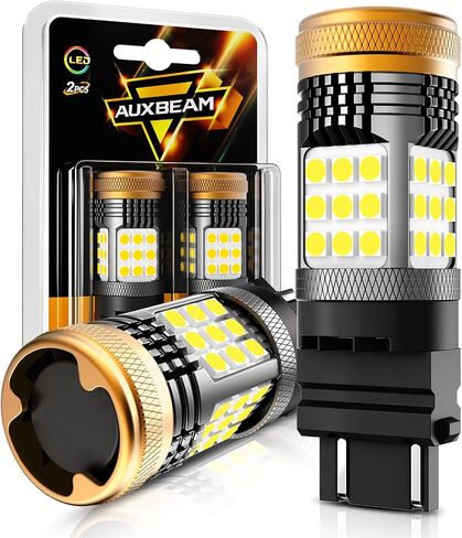 Auxbeam B21 Series 3157 LED Bulbs Amber Yellow Built in Resistor CANBUS Error Free Anti Hyper Flash 3457 4157 Bulb 600% Super Bright Turn Signal Light in Kuwait