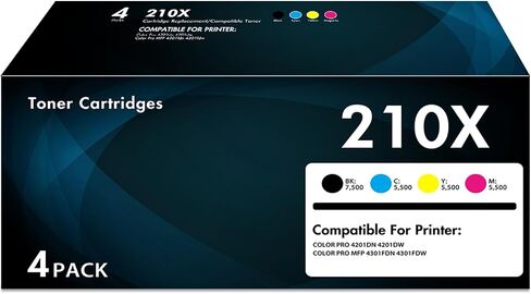 206X Toner Cartridges 4 Pack High Yield Compatible for 206X 206A Set for Color Laser Jet Pro M255dw M255nw MFP M283fdw M283cdw M282nw M283fdn Printer Ink (Black/Cyan/Yellow/Magenta) in Saudi Arabia