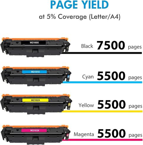 206X Toner Cartridges 4 Pack High Yield Compatible for 206X 206A Set for Color Laser Jet Pro M255dw M255nw MFP M283fdw M283cdw M282nw M283fdn Printer Ink (Black/Cyan/Yellow/Magenta) in Saudi Arabia