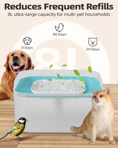 8L/2.1Gal Dog Water Fountain for Medium to Large Dogs, Spine-Friendly Dog Water Bowl Dispenser with Ultra Quiet Pump & Multiple Filtration for Dogs Cats Multi-Pet Home in Saudi Arabia