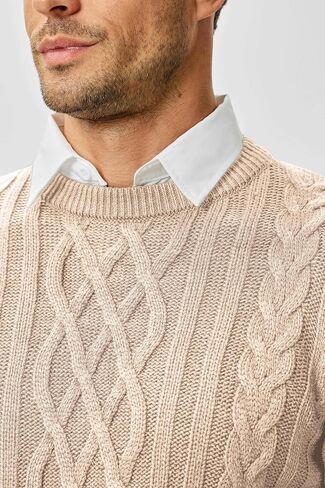JMIERR Men's Cable Knit Pullover Sweater Casual Crewneck Long Sleeve Fisherman Knitted Sweaters in Saudi Arabia