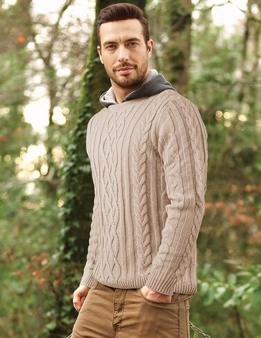JMIERR Men's Cable Knit Pullover Sweater Casual Crewneck Long Sleeve Fisherman Knitted Sweaters in Saudi Arabia