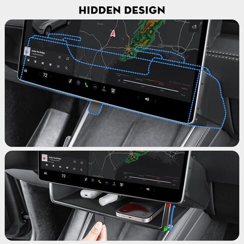 for Tesla Model Y Upgrade Behind Screen Storage Box Dashboard Hidden Organizer Tray Non-Slip Sunglass Card Holder for 2021-2023 Tesla Model 3 and 2021-2025 Model Y (Not fit 2025 Juniper) in Kuwait