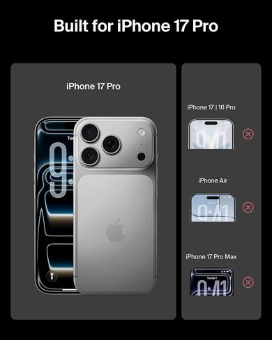 Belkin ScreenForce UltraGlass 2 Screen Protector for iPhone 17 Pro, 25X Stronger Glass, Scratch-Resistant & Impact Protection, Easy Align Tray for Bubble-Free Application, Made with Recycled Glass in Saudi Arabia