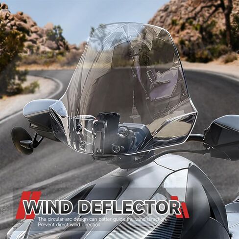 الزجاج الأمامي لـ Can-Am Ryker 600 900 Sport Rally Edition قابلة للتعديل للدراجة النارية الأمامية ورياح الرياح الإكسسوارات الزجاجية ل Can-Am Ryker All Models 2019-2023 (Smoky Gray) in Kuwait