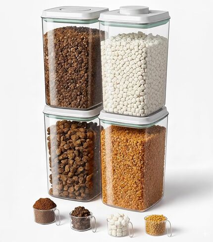 Ankou Dog Food Storage Container with 130ml Scoop – 4L/4.2qt Airtight Dog Food Container for Kibble & Treats, BPA-Free Cat Food Storage Container, Stackable Pop Lid Plastic Container with Lid in Saudi Arabia