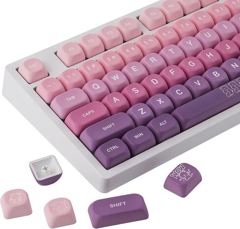 Sunzit MOA keycaps ، 131 مفاتيح لطيف PBT بيض الدب المخصص keycaps 60 65 75 100 في المئة ، مقاطع مفتاح الصبغة مفتاح مفتاح مجموعة مفاتيح لمفاتيح مفاتيح MX (أبيض) in Kuwait