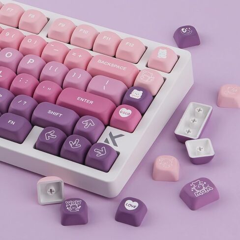 Sunzit MOA keycaps ، 131 مفاتيح لطيف PBT بيض الدب المخصص keycaps 60 65 75 100 في المئة ، مقاطع مفتاح الصبغة مفتاح مفتاح مجموعة مفاتيح لمفاتيح مفاتيح MX (أبيض) in Kuwait