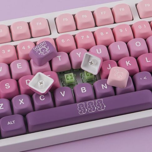 Sunzit MOA keycaps ، 131 مفاتيح لطيف PBT بيض الدب المخصص keycaps 60 65 75 100 في المئة ، مقاطع مفتاح الصبغة مفتاح مفتاح مجموعة مفاتيح لمفاتيح مفاتيح MX (أبيض) in Kuwait