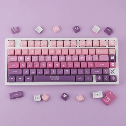Sunzit MOA keycaps ، 131 مفاتيح لطيف PBT بيض الدب المخصص keycaps 60 65 75 100 في المئة ، مقاطع مفتاح الصبغة مفتاح مفتاح مجموعة مفاتيح لمفاتيح مفاتيح MX (أبيض) in Kuwait