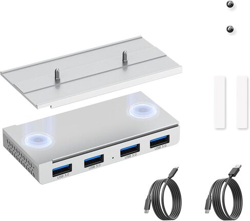 Ejay 4-Port Magnetic USB 3.0 HUB ، نقل البيانات عالية السرعة 5 جيجابت في الثانية ، تشمل 2 حزمة من السكك الحديدية المنزلق ، مسامير ومنصات لزجة لجهاز الكمبيوتر المحمول MacBook in Kuwait