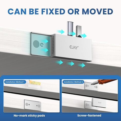 Ejay 4-Port Magnetic USB 3.0 HUB ، نقل البيانات عالية السرعة 5 جيجابت في الثانية ، تشمل 2 حزمة من السكك الحديدية المنزلق ، مسامير ومنصات لزجة لجهاز الكمبيوتر المحمول MacBook in Kuwait
