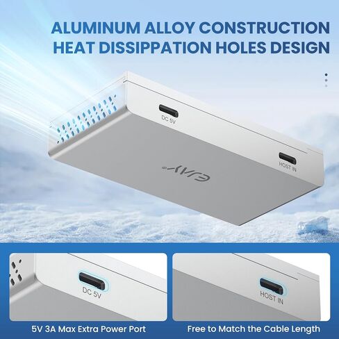 Ejay 4-Port Magnetic USB 3.0 HUB ، نقل البيانات عالية السرعة 5 جيجابت في الثانية ، تشمل 2 حزمة من السكك الحديدية المنزلق ، مسامير ومنصات لزجة لجهاز الكمبيوتر المحمول MacBook in Kuwait