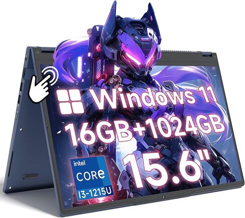 THEYETI 2 in 1 Laptop Convertible 15.6 Inch (16GB RAM, 1TB SSD), i3-1215U 6-Core Processor(Up to 4.4Ghz), FHD IPS Touch Screen Laptop Computer 360° for Students and Business, USB 3.0, Type C in Saudi Arabia