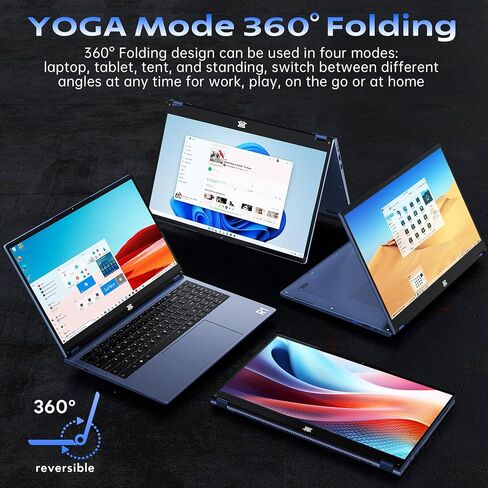 THEYETI 2 in 1 Laptop Convertible 15.6 Inch (16GB RAM, 1TB SSD), i3-1215U 6-Core Processor(Up to 4.4Ghz), FHD IPS Touch Screen Laptop Computer 360° for Students and Business, USB 3.0, Type C in Saudi Arabia
