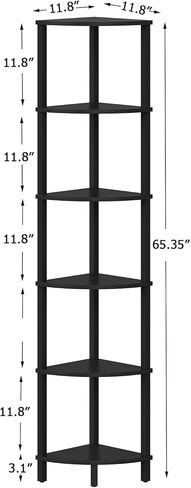 Corner Shelf, 5-Tier Corner Bookshelf, Industrial Corner Ladder Shelf, Modern Display Shelf for Living Room, Bedroom, Kitchen, Home Office, White UJSJ001W in Kuwait