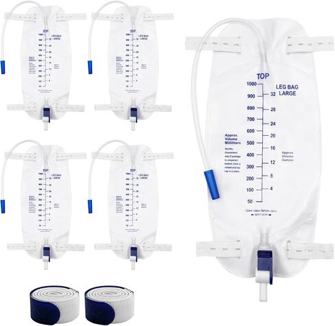 4 حزمة 2000 مل أكياس القسطرة للرجال والنساء ، حقيبة الصرف الصحي البولية مع غرفة مضادة للتراجع ، كيس البول مع حجم 2000 مل ، 48 "أنبوب الصرف ، مقاطع وخطاف معلقة in Kuwait