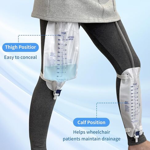 4 حزمة 2000 مل أكياس القسطرة للرجال والنساء ، حقيبة الصرف الصحي البولية مع غرفة مضادة للتراجع ، كيس البول مع حجم 2000 مل ، 48 "أنبوب الصرف ، مقاطع وخطاف معلقة in Kuwait