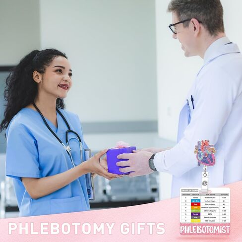 Phlebotomy Badge Reel and Order of Draw Badge Card, Funny Retractable ID Holder with Metal Clip and Vertical Buddy, Phlebotomy Essentials and Phlebotomist Gifts in Saudi Arabia