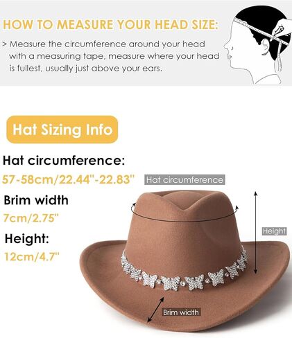 Gossifan Western Cowboy Hat for Men Women Wide Brim Felt Fedora Cowgirl Hats with Buckle Belt in Kuwait